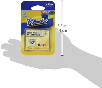 Brother Genuine P-Touch M-131 Tape, 1/2" (0.47") Standard P-touch Tape, Black on Clear, for Indoor Use, Water Resistant, 26.2 Feet (8M), Single-Pack