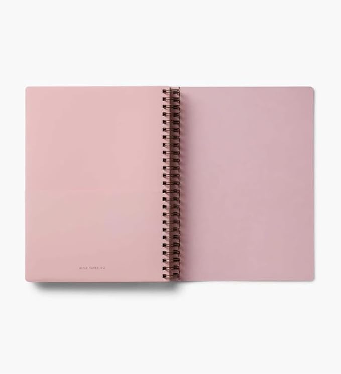 RIFLE PAPER CO. Dahlia Spiral Notebook, Full Color Illustrated Softcover with Gold Foil Accents, 150 Ruled Perforated Pages, 6.25" W x 8.5" L, Pocket Folders for Storage