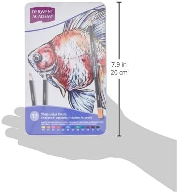 Derwent Academy Watercolor Pencils, 3.3mm Core, Metal Tin, 12 Count (2301941)