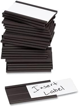 U Brands Magnetic Label Holders, 2" x 1", Black, 25-Pack, Reusable Magnetic Card Holders for Shelving, Warehouse Racks, File Cabinets, and Metal Surfaces