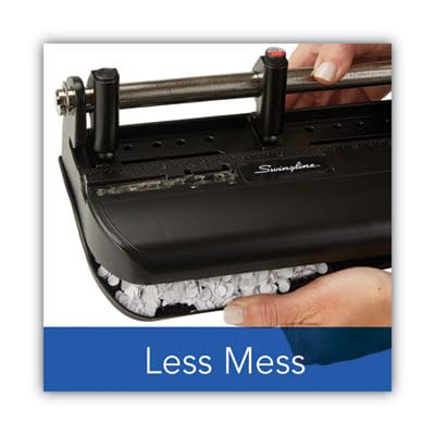 Swingline 2-7 Hole Punch, Adjustable, Heavy Duty Hole Puncher, 40 Sheet Punch Capacity, Chrome/Black/Woodgrain (74400), Metal