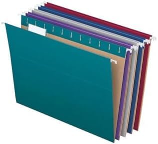 Pendaflex Recycled Hanging File Folders, Letter Size, Assorted Jewel-Tone Colors, Two-Tone for Foolproof Filing, 1/5-Cut Tabs, 25 Per Box (81667) (Pack of 10)
