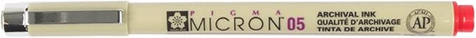 SAKURA PIGMA MICRON 05 FINELINER PEN, 0.45MM LINE WIDTH, PACK OF 2 (Red)