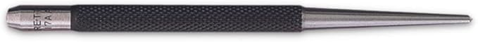 Starrett Steel Center Punch with Round Shank and Knurled Finger Grip - Hardened and Tempered Steel, 75mm Length, 1.5mm Diameter Tapered - 117AA