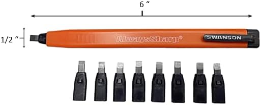 Swanson Tool Co CP216 AlwaysSharp Refillable Mechanical Carpenter Pencil, Two Pack, with 8 More Replacement Black Graphite Tips