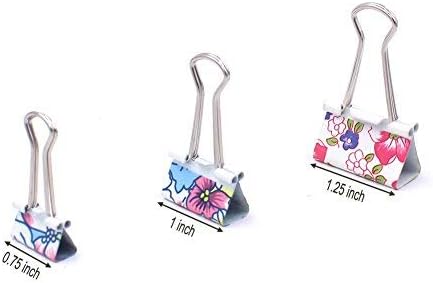 50 Pack Colorful Printed Binder Clips, Assorted Sizes (Floral)