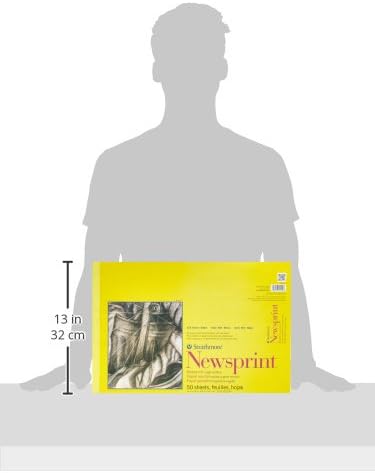 Strathmore 300 Series Newsprint Paper Pad, Tape Bound, 12x18 inches, 50 Sheets (32lb/52g) - Art Paper for Adults and Students - Practice Sketching with Charcoal, Graphite and Pencil