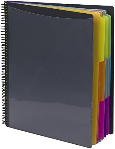 Smead 12 Pocket Poly Project Organizer,Letter Size,1/3-Cut Tab,Gray with Bright Colors (89207),(Pack of 10)
