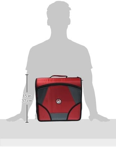 Case-it King Sized Zip Tab School Zipper Binder | 4-Inch D-Rings, 800 Sheet Capacity, 5-Subject Expanding File Folder, Multiple Pockets & Storage Organizer, Shoulder Strap | D-186 Red