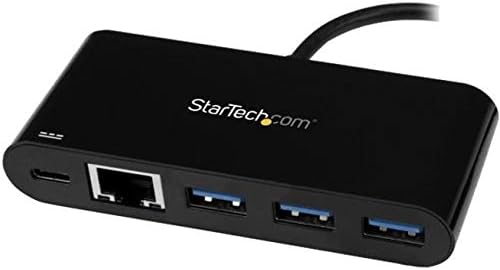 StarTech.com 3 Port USB-C Hub with Gigabit Ethernet & 60W Power Delivery Passthrough Laptop Charging - USB-C to 3x USB-A (USB 3.0 SuperSpeed 5Gbps) - USB 3.1/3.2 Gen 1 Type-C Adapter Hub (HB30C3AGEPD)