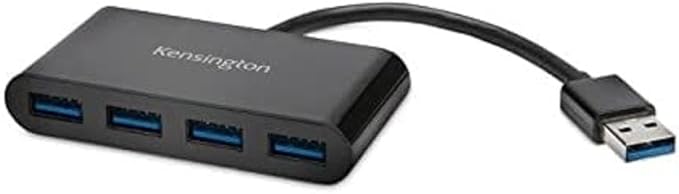 Kensington USB 3.0 4-Port Hub, Transfer speeds up to 5Gbps - Plug and Play Installation, HP, Dell, Windows, MacBook Compatible