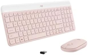 Logitech MK470 Slim Wireless Keyboard and Mouse Combo - Modern Compact Layout, Ultra Quiet, 2.4 GHz USB Receiver, Plug n' Play Connectivity, Compatible with Windows - Rose (Renewed)