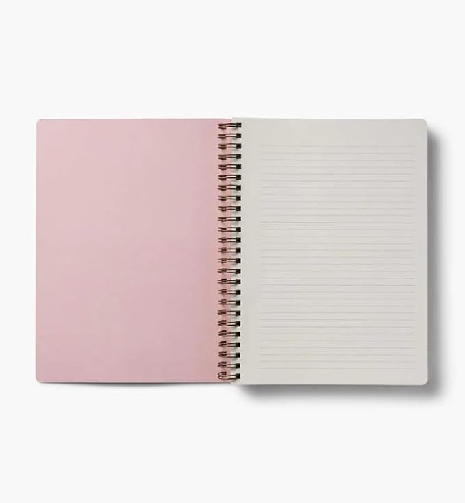 RIFLE PAPER CO. Dahlia Spiral Notebook, Full Color Illustrated Softcover with Gold Foil Accents, 150 Ruled Perforated Pages, 6.25" W x 8.5" L, Pocket Folders for Storage