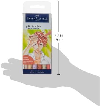 Faber-Castell Pitt Artist Pen Manga Kaoiro Drawing and Illustration Wallet - 6 India Ink Artist Markers