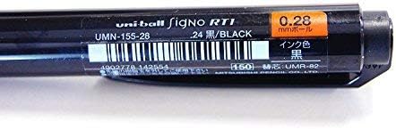 Uni-ball Signo RT1 Retractable Gel Ink Pen, Ultra Micro Point 0.28mm, Rubber Grip, Black Ink, UMN-155-28, Value Set of 5