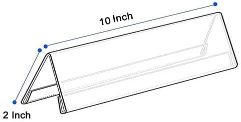 Acrylic 2-Sided Display Option V-Shaped Desk Name Plate for Name Plate Display for Business Conference, Reusable Table Place-Cards Holders for Wedding Restaurant and School (10 Inch x 2 Inch-20 Pack)