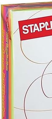 Staples Brights 24 Lb. Colored Paper Neon Assorted 500/Ream, For Office, School & Home