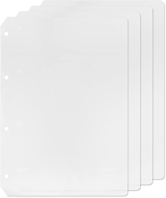4 Pack A4 4 Holes Binder Divider Plastic Binder Divider Waterproof 4 Holes Divider for Personal Organiser (Divider, A4)