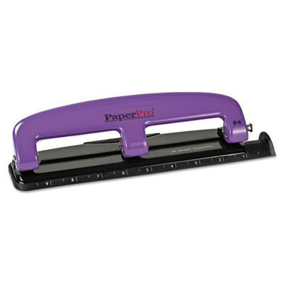 inPRESS Three-Hole Punch, 12-Sheet Capacity, Purple/Black