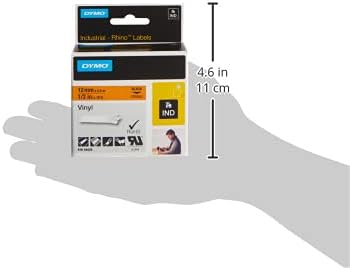 DYMO Rhino Industrial Vinyl Labels 12 mm x 5.5 m Black Print on Orange Self-Adhesive for Rhino & LabelManager Label Makers