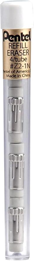 Pentel Super Hi-Polymer HB 7mm Lead Refill Pack - 6 Packs of 30 Leads & 3 Packs of 4 Latex-Free White Erasers - Mechanical Pencil Refills
