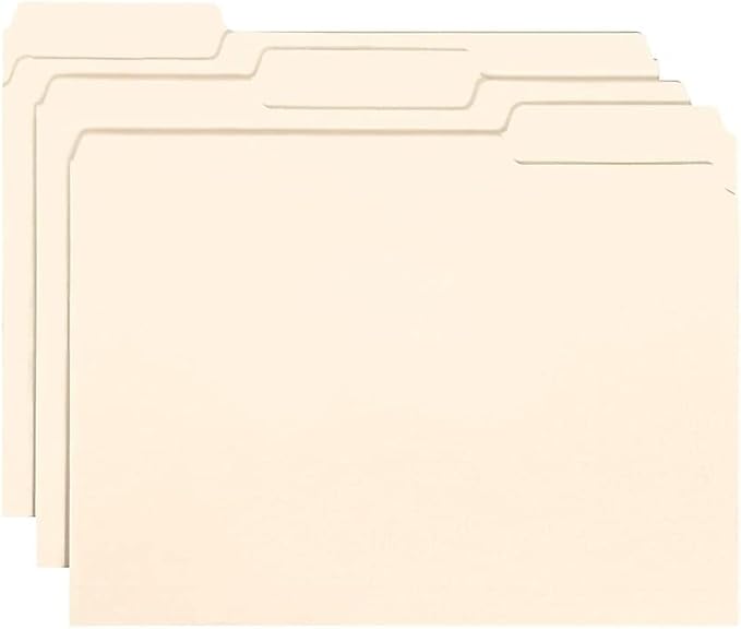 Smead Interior File Folder, 1/3-Cut Tab, Letter Size, Manila, 100 per Box, Expandable File Folders for Filing Cabinet