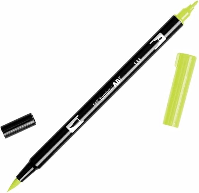 Tombow 56514 Dual Brush Pen Art Marker, 133 - Chartreuse, 1-Pack. Blendable, Brush and Fine Tip Marker