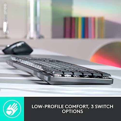 Logitech MX Mechanical Wireless Illuminated Performance Keyboard, Linear Switches, Backlit Keys, Bluetooth, USB-C, macOS, Windows, Linux, iOS, Android, Metal