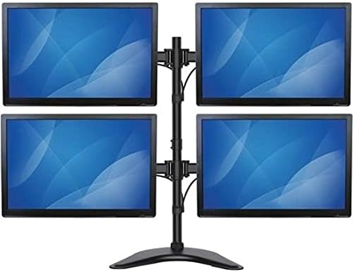 StarTech.com Quad Monitor Stand - Articulating - Supports Monitors 13” to 27” - Adjustable VESA Four Monitor Stand for 4 Screen Setup - Steel - Black (ARMBARQUAD)