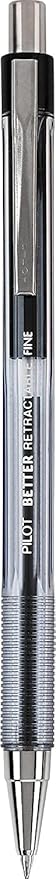 PILOT The Better Ball Point Pen Refillable & Retractable Ballpoint Pens, Fine Point, Black Ink, 6 PACK