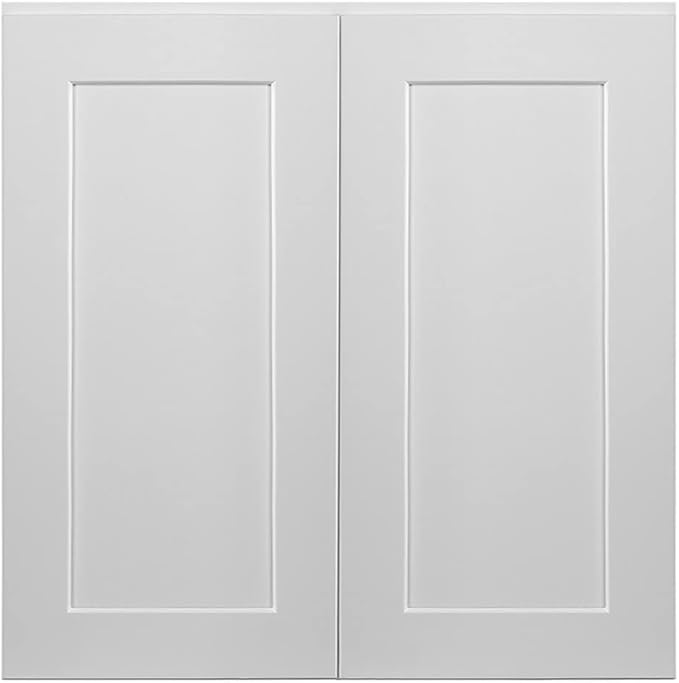 Design House Brookings Shaker Fully Assembled Wall Kitchen Cabinet W3030, 30 W x 12 D x 30 H, Painted White, Solid Wood, Design House, 613547