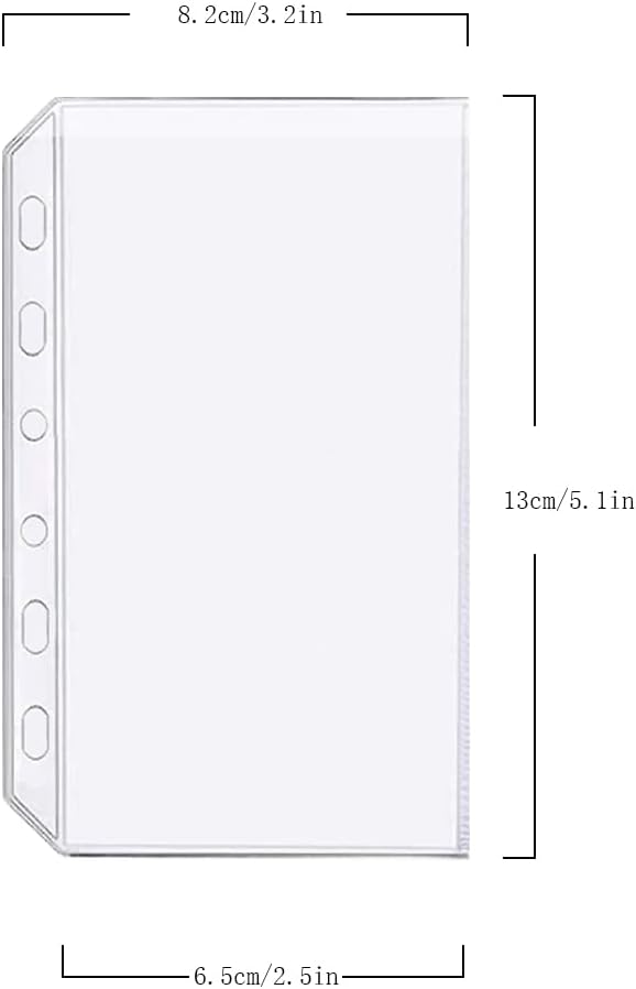 6 Pack A7 6 Holes Binder Pockets Plastic Binder Folders Waterproof 6 Holes Holder for Receipt Ticket (Pocket, A7)