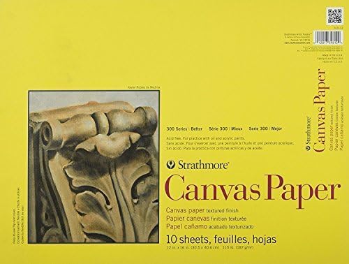 Strathmore 300 Series Canvas Paper 12x16 Inches 120 Sheets | Glue Bound | For Oil & Acrylic | Acid Free | Pack of 12