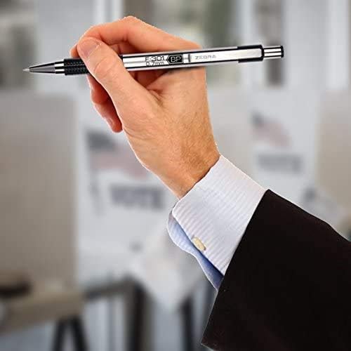 Zebra F-301 Retractable Ballpoint Pen with Stainless Steel Barrel 0.7mm Fine Point - Pack of 6 +3 Refills