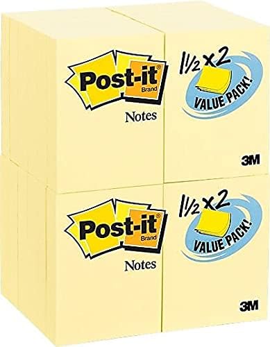 Post-it Mini Notes, 1.5 in x 2 in, 24 Pads, America's #1 Favorite Sticky Notes, Canary Yellow, Clean Removal, Recyclable (653-24VAD-B)