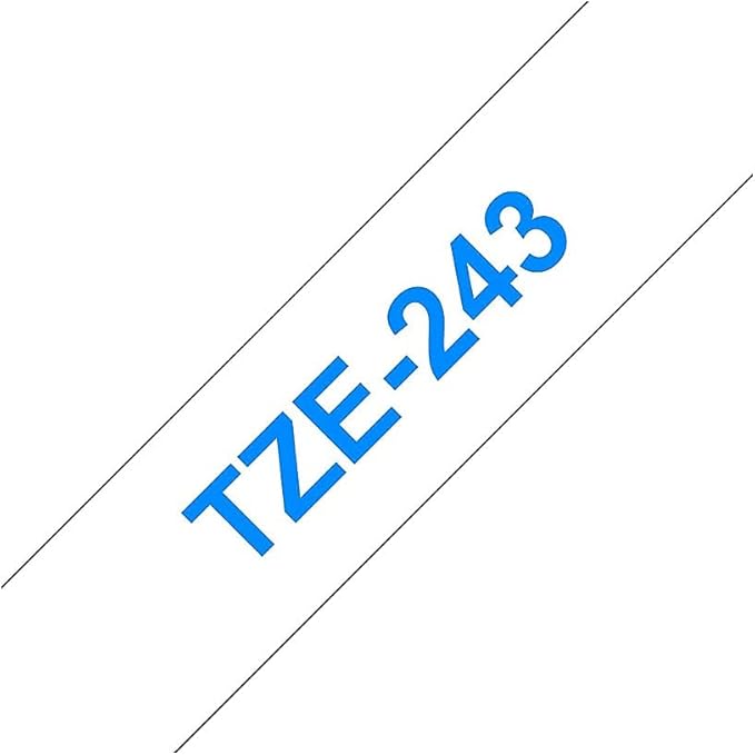 Brother TZE243 TZe Standard Adhesive Laminated Labeling Tape, 3/4-Inch w, Blue on White