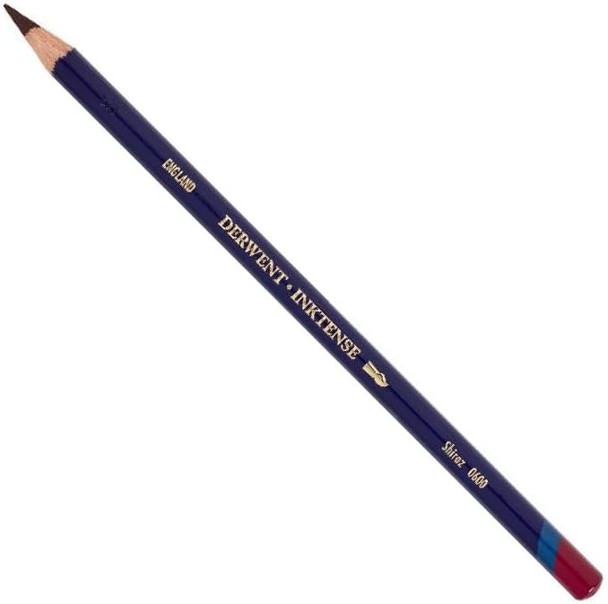 Derwent Inktense Permanent Watercolour Single Pencil, Shiraz (0600), 4mm Premium Core Strength, Water-Soluble, Ideal for Drawing, Colouring & Painting on Paper & Fabric, Professional Quality (0700908)