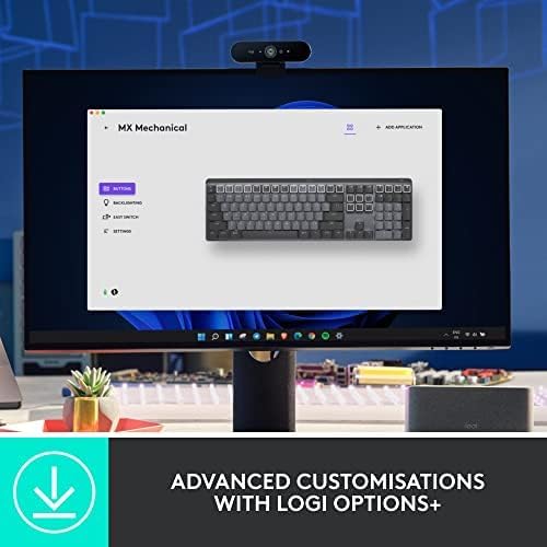 Logitech MX Mechanical Mini Wireless Illuminated Keyboard, Clicky Switches, Backlit, Bluetooth, USB-C, macOS, Windows, Linux, iOS, Android, Metal