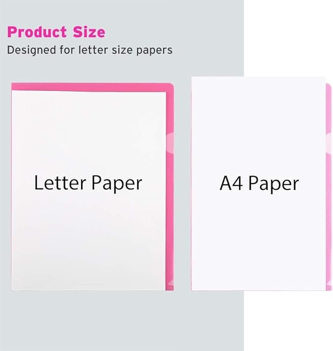 Sooez 36 Pack Clear Document Folder Project Pockets, Clear Plastic Folders Letter Size Plastic Document Folders Paper Poly Jacket Sleeves Folders Copy, 6 Assorted Colors