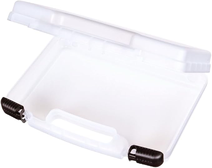 ArtBin 6977AB 12 inch Quick View Deep Base Carrying Case, Portable Art & Craft Organizer with Handle, [1] Plastic Storage Case, Translucent