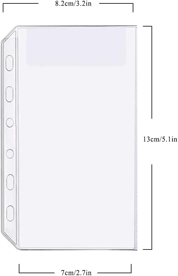 6 Pack A7 6 Holes Binder Pockets Plastic Binder Folders Waterproof 6 Holes Holder for Receipt Ticket (1 Pocket, A7)