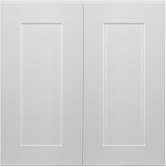 Design House Brookings Shaker Fully Assembled Wall Kitchen Cabinet W2424, 24 W x 12 D x 24 H, Painted White, Solid Wood, Design House, 613372