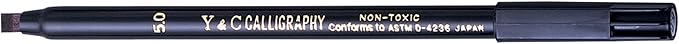 Yasutomo - NSC603A Y and C Water Based Calligraphy Markers, Chisel Tip, Assorted Sizes, Black, Pack of 9-443609