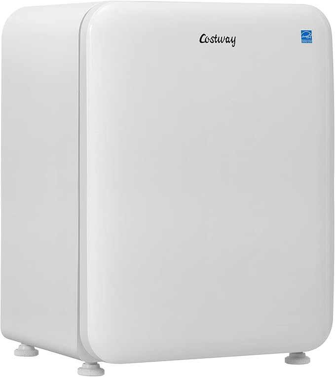 COSTWAY Compact Refrigerator, 2.4 cu ft. Single Door Small Fridge with Auto Defrost, Adjustable Temperature 32℉ to 50℉, Reversible Door, Removable Glass Shelves, Mini Fridge for Apartment, White