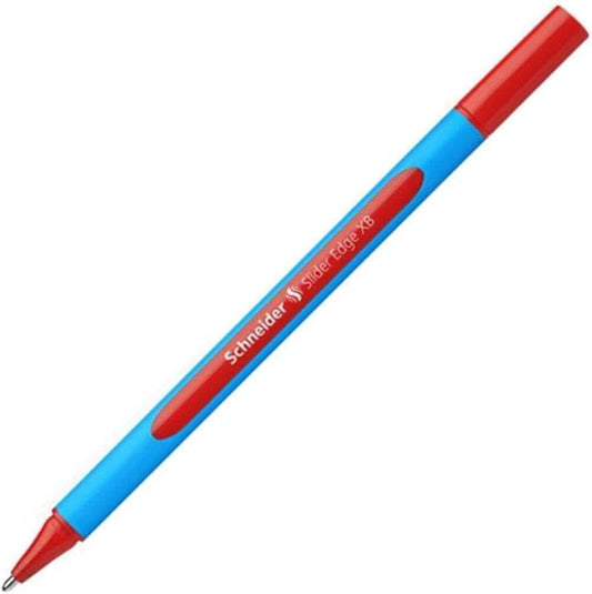 Schneider Slider Edge XB (Extra Broad) Ballpoint Pen, 1.4 mm, Light Blue Barrel, Red Ink, Box of 10 Pens (152202)