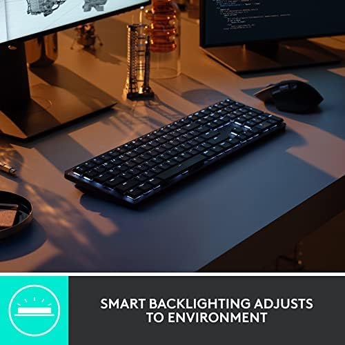 Logitech MX Mechanical Wireless Illuminated Performance Keyboard, Clicky Switches, Backlit Keys, Bluetooth, USB-C, macOS, Windows, Linux, iOS, Android, Metal