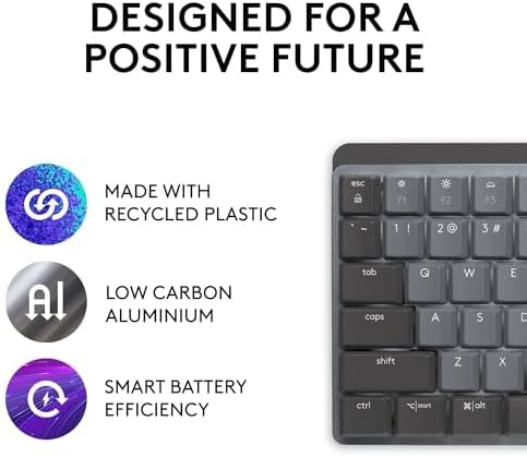 Logitech MX Mechanical Wireless Illuminated Performance Keyboard, Tactile Quiet Switches, Backlit Keys, Bluetooth, USB-C, macOS, Windows, Linux, iOS, Android, Metal, ‎Graphite