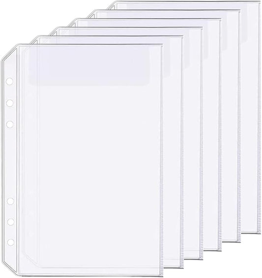 6 Pack A5 6 Holes Binder Bag Plastic Binder Folders Waterproof 6 Holes Holder for Receipt Ticket (1 Pocket, A5)
