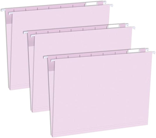50pcs Pink Decorative Hanging File Folders,Filing Cabinet, Letter Size with 1/5-Cut Adjustable Tab Durable, 50 pcs Per Box,Cute,Color,Pastel
