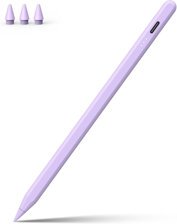 Stylus Pen for iPad, 13 mins Fast Charge for Apple iPad Pencil with Palm Rejection, Compatible with 2018-2024 iPad Air 3/4/5/6, iPad mini 5/6, iPad 6/7/8/9/10, iPad Pro 11"/12.9"/13" (Purple)